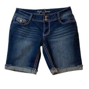 Ariya Jeans Cuffed Bermuda Shorts Women's 11/12 Blue Denim Stretch
